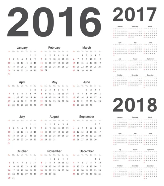 Simple Européen 2016, 2017, 2018 — Image vectorielle