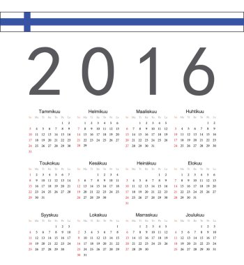 Kare Fince 2016 yılı vektör takvimi
