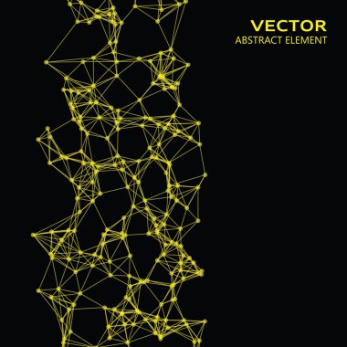 Siyah zemin üzerine sarı soyut sibernetik parçacıklar
