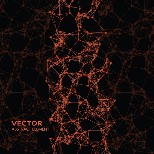 Arancione astratto particelle cibernetiche su sfondo nero — Vettoriale Stock