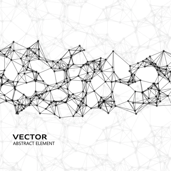 Bílé abstraktní kybernetický částice na černém pozadí — Stockový vektor