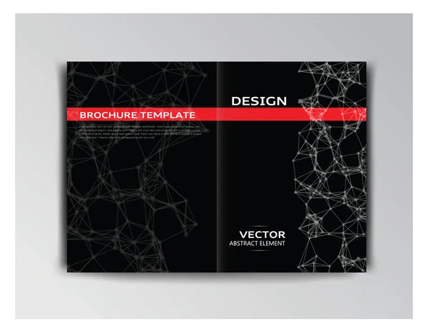 Schwarz-rote Broschüre-Vorlage mit abstrakten Elementen — Stockvektor