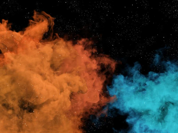 Blue and orange nebulas and stars in cosmos — Stock Photo, Image