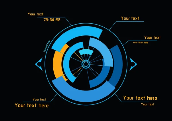 Infographie bleue et orange sur fond noir — Image vectorielle