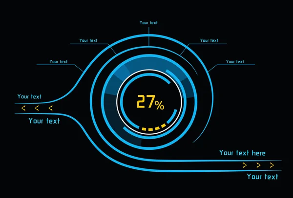 Blauwe en oranje infographics als head-up display — Stockvector