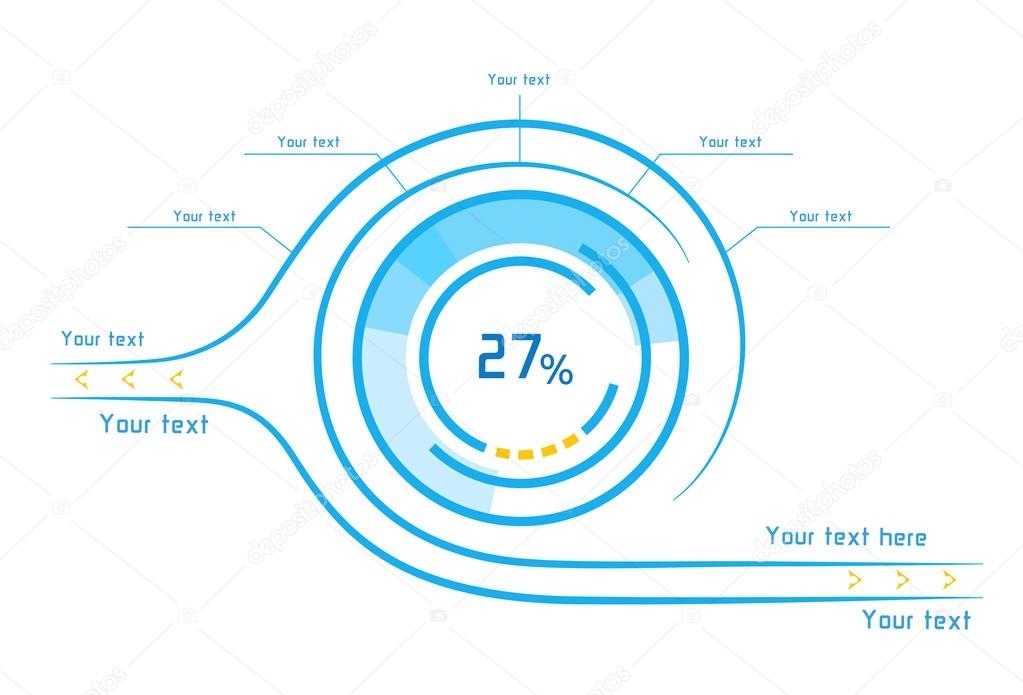 Blue and orange infographics as head-up display