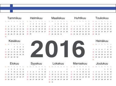 Vektör Fin daire takvim 2016