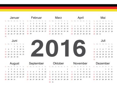 vektör Alman daire takvim 2016