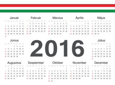 Vektör Macar daire takvim 2016