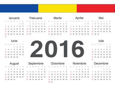 Vektör Romanya daire takvim 2016