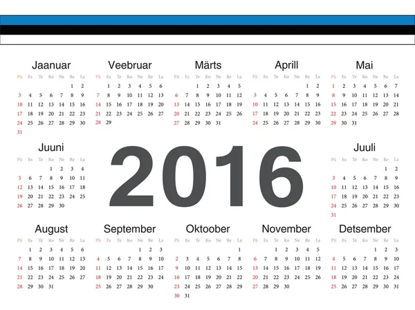 Vektorové estonský kruh kalendář 2016 — Stockový vektor