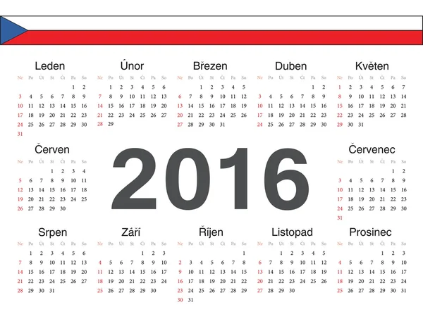 Vector Tsjechische cirkel kalender 2016 — Stockvector