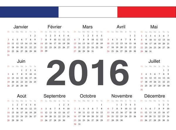 Vector calendario círculo francés 2016 — Vector de stock