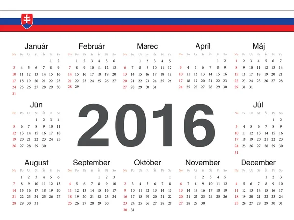 Vector Slowaakse cirkel kalender 2016 — Stockvector