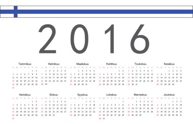 Fince 2016 yılı vektör takvimi