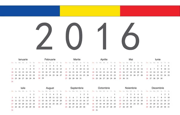 Romeno 2016 ano vetor calendário — Vetor de Stock