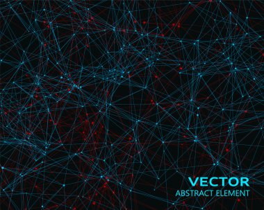 Vektör mavi ve kırmızı geometrik parçacıklar