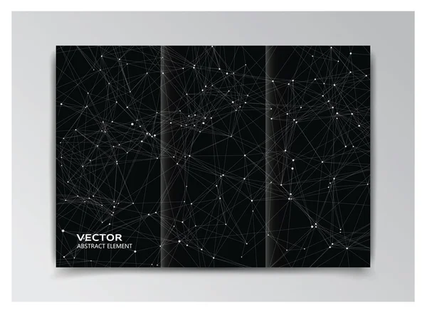 Черный шаблон буклета с абстрактными белыми элементами — стоковый вектор