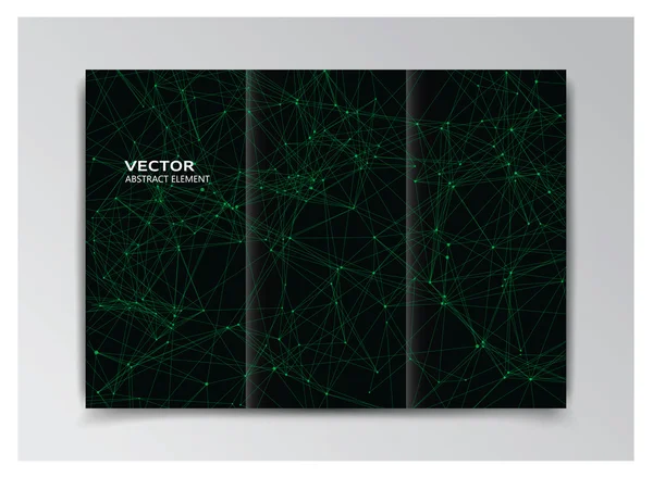 Черный шаблон буклета с абстрактными зелеными элементами — стоковый вектор