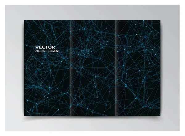 Schwarze Heftvorlage mit abstrakten blauen Elementen — Stockvektor