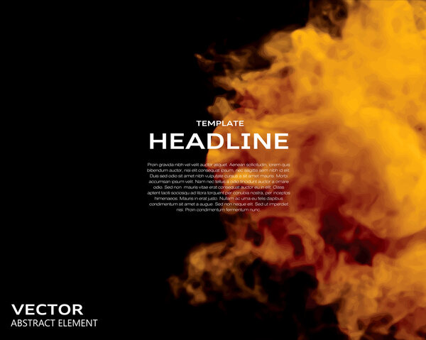 Vector illustration of fire elements on black.