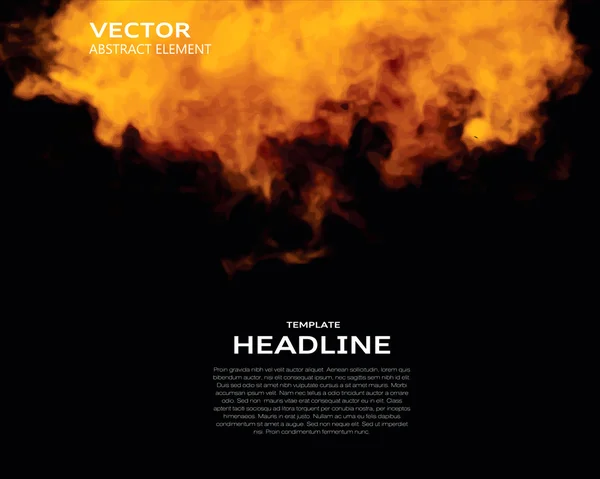 Ilustración vectorial de elementos de fuego en negro . — Vector de stock