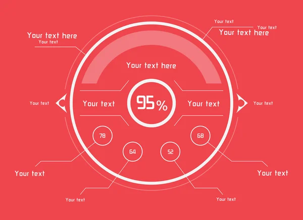 Elementos blancos de ciencia ficción sobre fondo rojo — Vector de stock