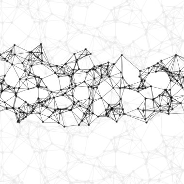 Siyah arka plan üzerine beyaz soyut sibernetik parçacıklar