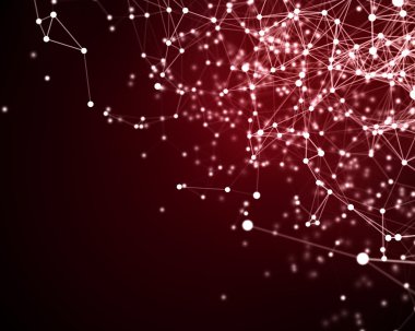 Kırmızı sibernetik parçacıkları ile dijital arka plan