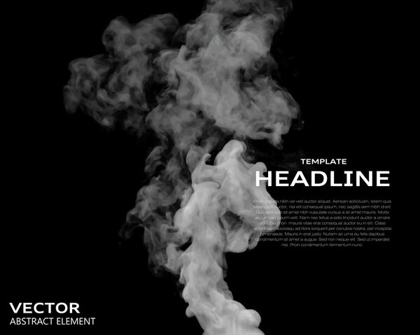 Vector illustration of smoke elements on black.