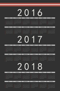 Siyah dikdörtgen Letonya 2016, 2017, 2018 yıl vektör cale ayarla