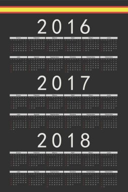 Siyah dikdörtgen İspanyolca 2016, 2017, 2018 yıl vektör cale ayarla