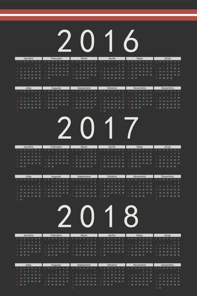 2017、2018 年ベクトル ケイル黒四角形、2016 年ラトビア語の設定します。 — ストックベクタ