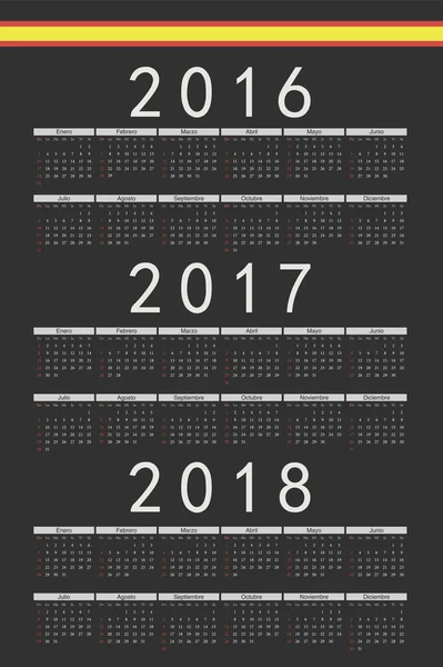 Conjunto de rectángulo negro Español 2016, 2017, 2018 año vector escala — Archivo Imágenes Vectoriales