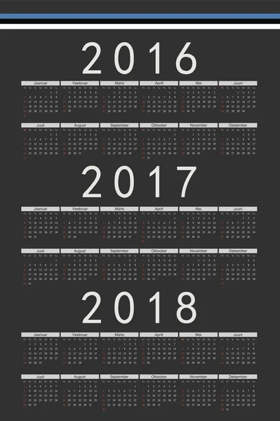 设置的黑色矩形爱沙尼亚到 2016 年，到 2017 年，2018 年矢量 cal — 图库矢量图片