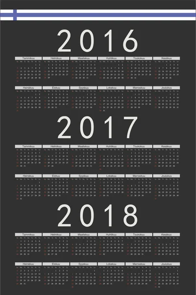 Conjunto de rectángulo negro finlandés 2016, 2017, 2018 año vector escala — Archivo Imágenes Vectoriales