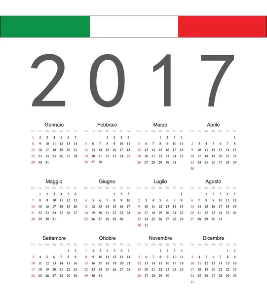 Calendario vettoriale quadratura 2017 anno — Vettoriale Stock