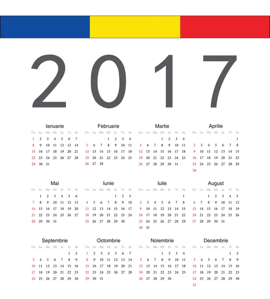 Square Romanian 2017 year vector calendar — Stock Vector