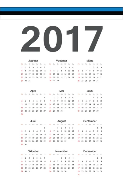 Estoński 2017 roku wektor kalendarz — Wektor stockowy