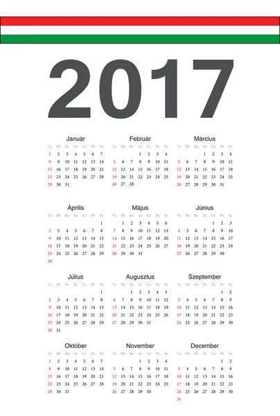 Угорська 2017 року вектор календар — стоковий вектор