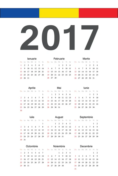 Calendario vettoriale anno 2017 rumeno — Vettoriale Stock