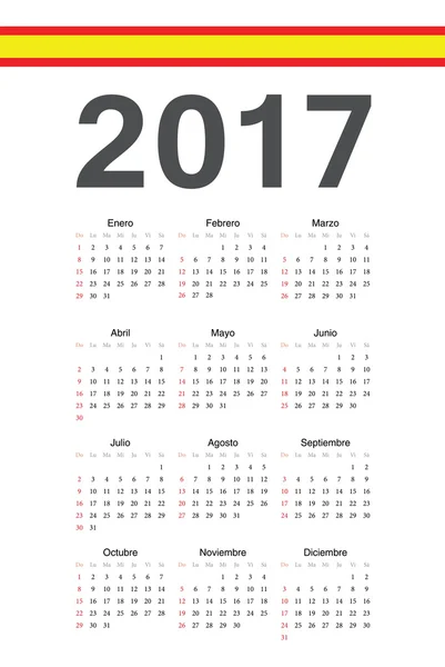 Español 2017 año vector calendario — Archivo Imágenes Vectoriales
