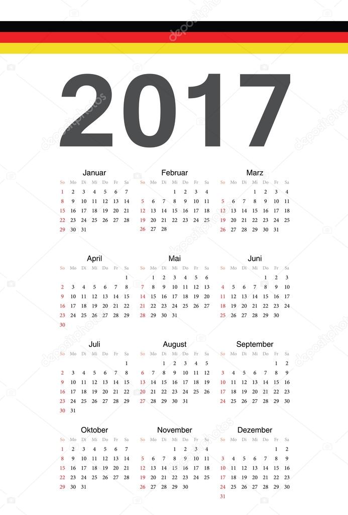 De kerk trainer stimuleren German 2017 year vector calendar Stock Vector Image by ©julvil11 #92555734