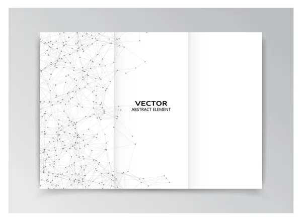 Белый шаблон буклета с черными абстрактными элементами — стоковый вектор