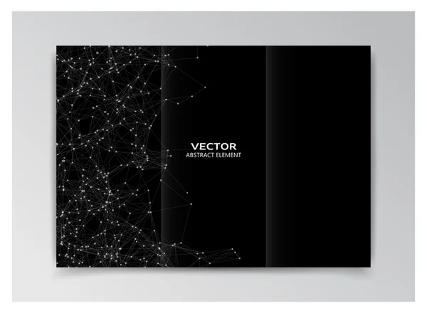 Schwarze Heftvorlage mit schwarzen abstrakten Elementen — Stockvektor