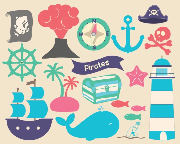 Pirate icons set — Stockvector