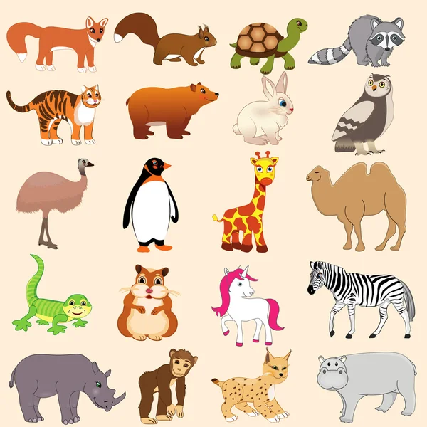 Animales de dibujos animados conjunto — Vector de stock