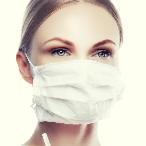 Beautiful Young Woman Doctor Nurse Beautician Dentist Face Wearing Protective — Stock Photo, Image