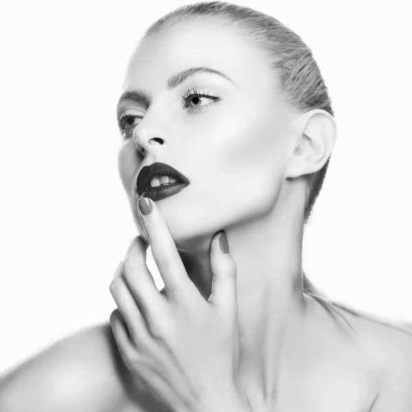 Beauty Woman Model Face Close Portrét Krásná Modelka Dívka Perfektní — Stock fotografie