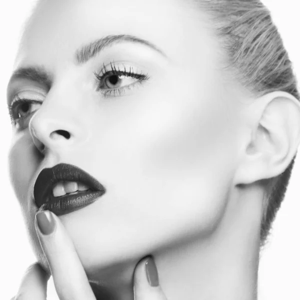 Beauty Woman Model Face Close Portrét Krásná Modelka Dívka Perfektní — Stock fotografie